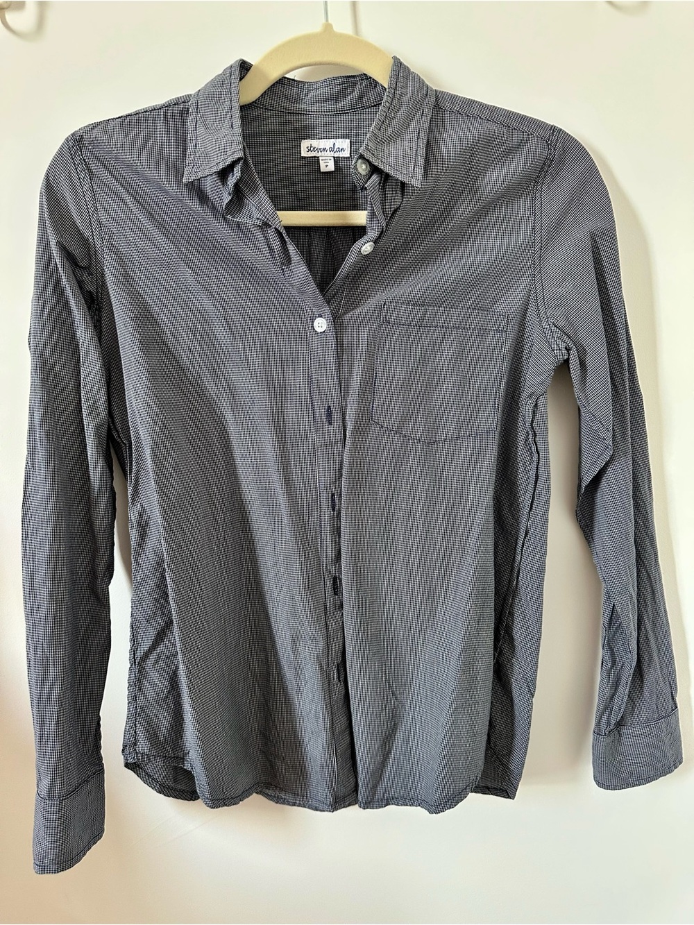 Steven Alan Navy Micro Check Reverse Seam Shirt